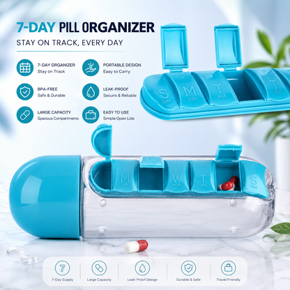 Portable pill Organizer Water Bottle